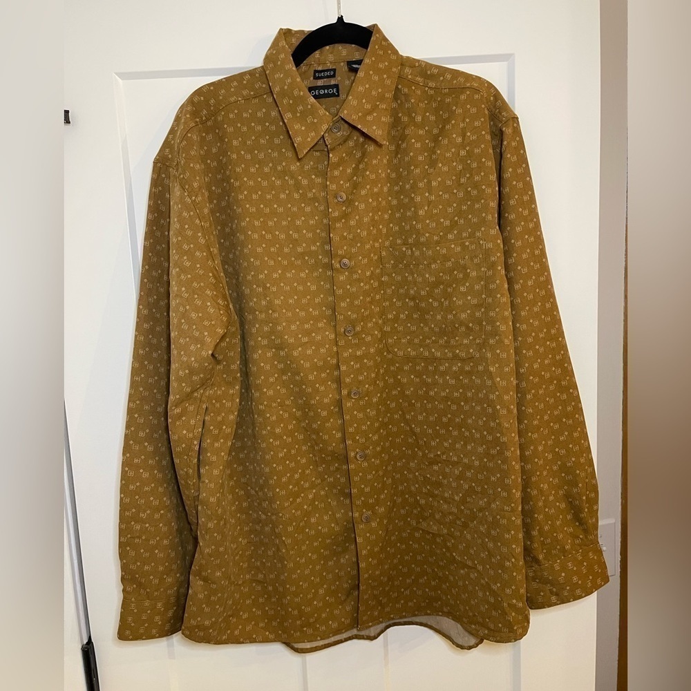 George Sueded Button Down Shirt Size Large